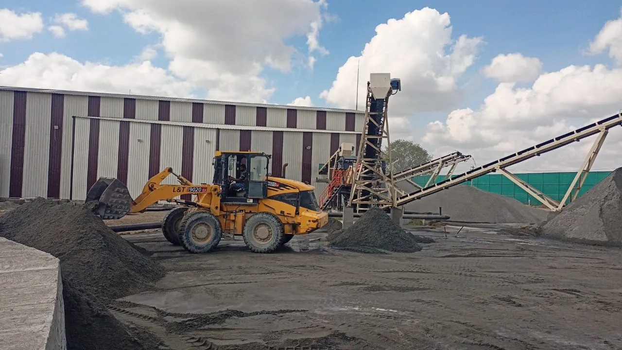 Wheel Loader Moving Sand